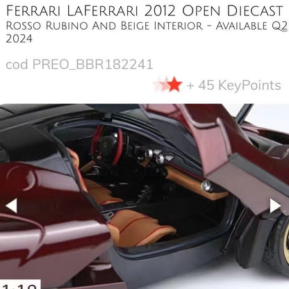 Ferrari Lafa BBR 1/18 - Modelo de coche de simulación de aleación roja metalizada, totalmente abierto, adorno
