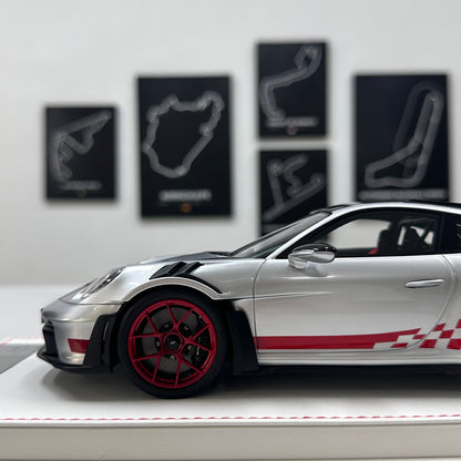 GH MODEL 1/18 Porsche 992 GT3RS Red Seals/GT Silver Limited Edition Model Car