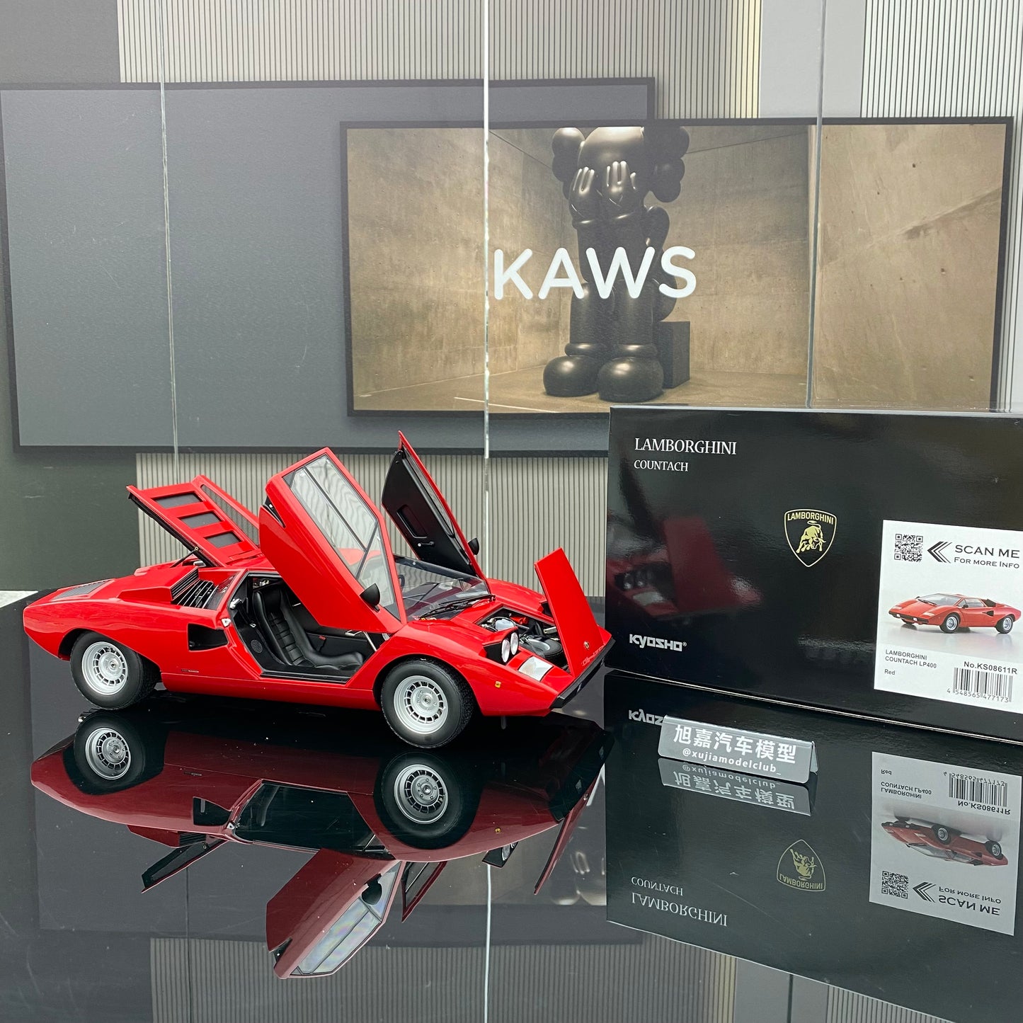 Lamborghini Countach LP400 rojo, modelo de coche de aleación Kyosho a escala 1/12