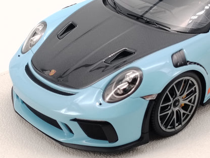 MAKEUP 1/18 Porsche 991.2 GT3RS WEISSACH PACKAGE 2018 Gulf Blue Carbon Fiber Cover Simulation Model Car EML072C
