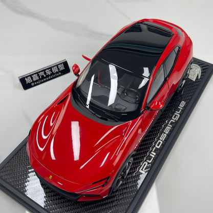 BBR 1/18 Ferrari Purosangue Black Top Carbon Fiber Base Standard Red HE180052ACH