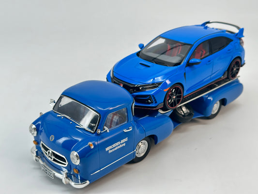 IVY 1/18 Mercedes Benz RENNTRANSPORTER Blue Wonder Blue Alloy Closed Car Model