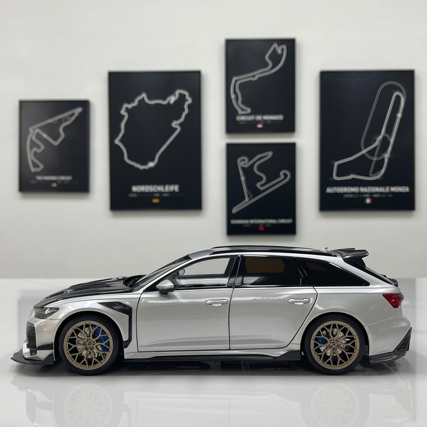 KILO Works 1/18 Audi Darwin RS6 Foil Silver Alloy Fully Open Simulation Model Car