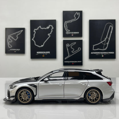 KILO Works 1/18 Audi Darwin RS6 Foil Silver Alloy Fully Open Simulation Model Car