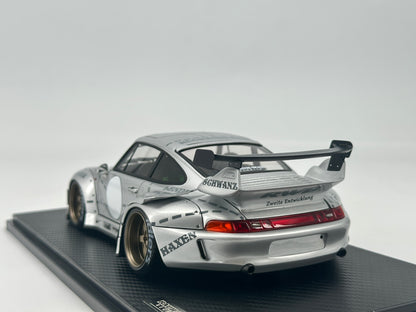 Ignition Model 1/18 Porsche RWB Silver Pig Limited Edition Simulation Car Model Ornaments