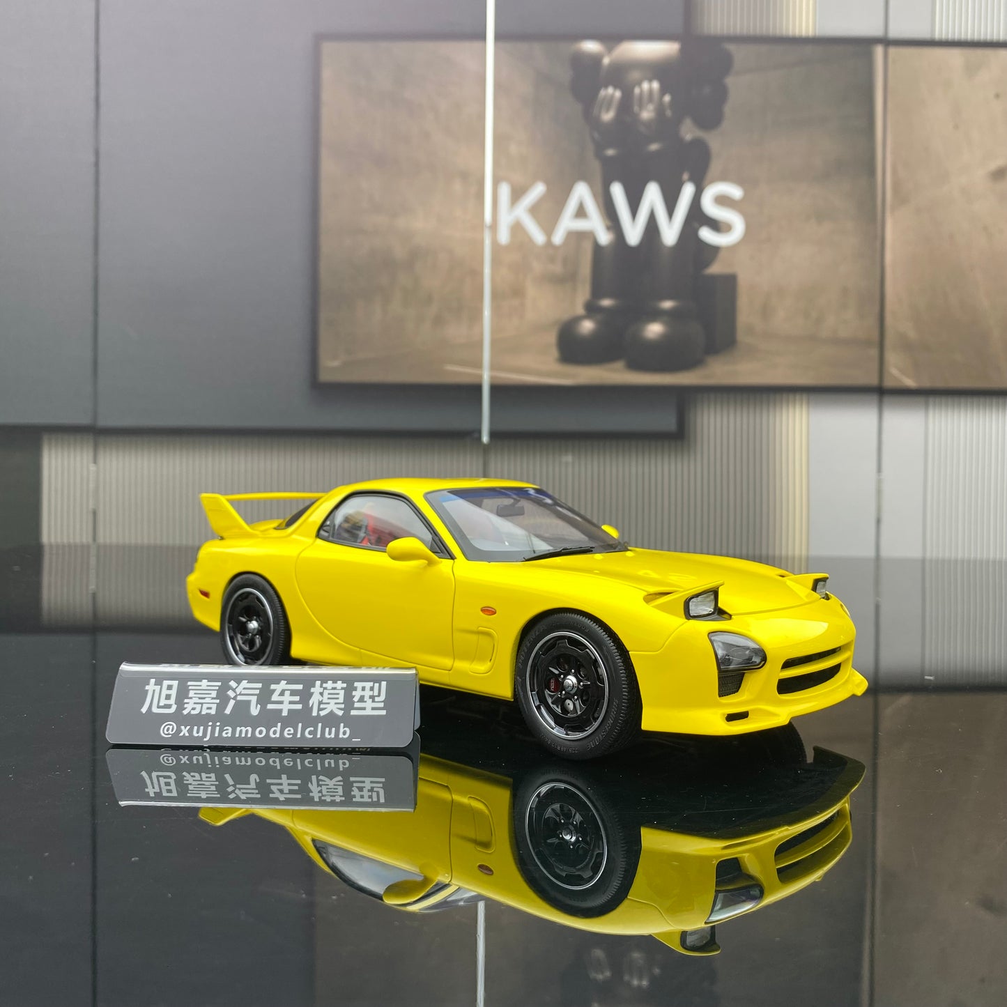 POLAR MASTER 1/18 Mazda RX7 SPEED yellow alloy full-open simulation car model
