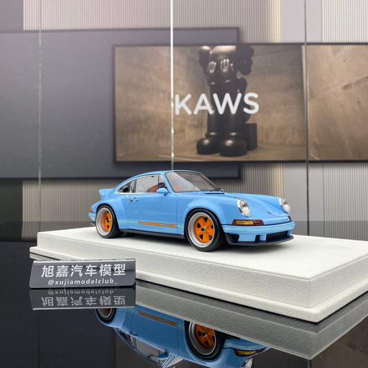 MAKEUP 1/18 Porsche Singer 911 DLS Gulf Blue Limited Edition Car Model Ornament