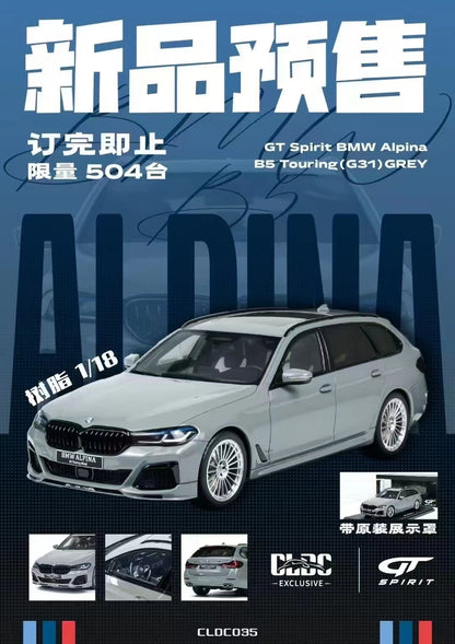 Adornos para modelo de coche de simulación GT Spirit 1/18 BMW Alpina B5 Touring (G31) GRIS