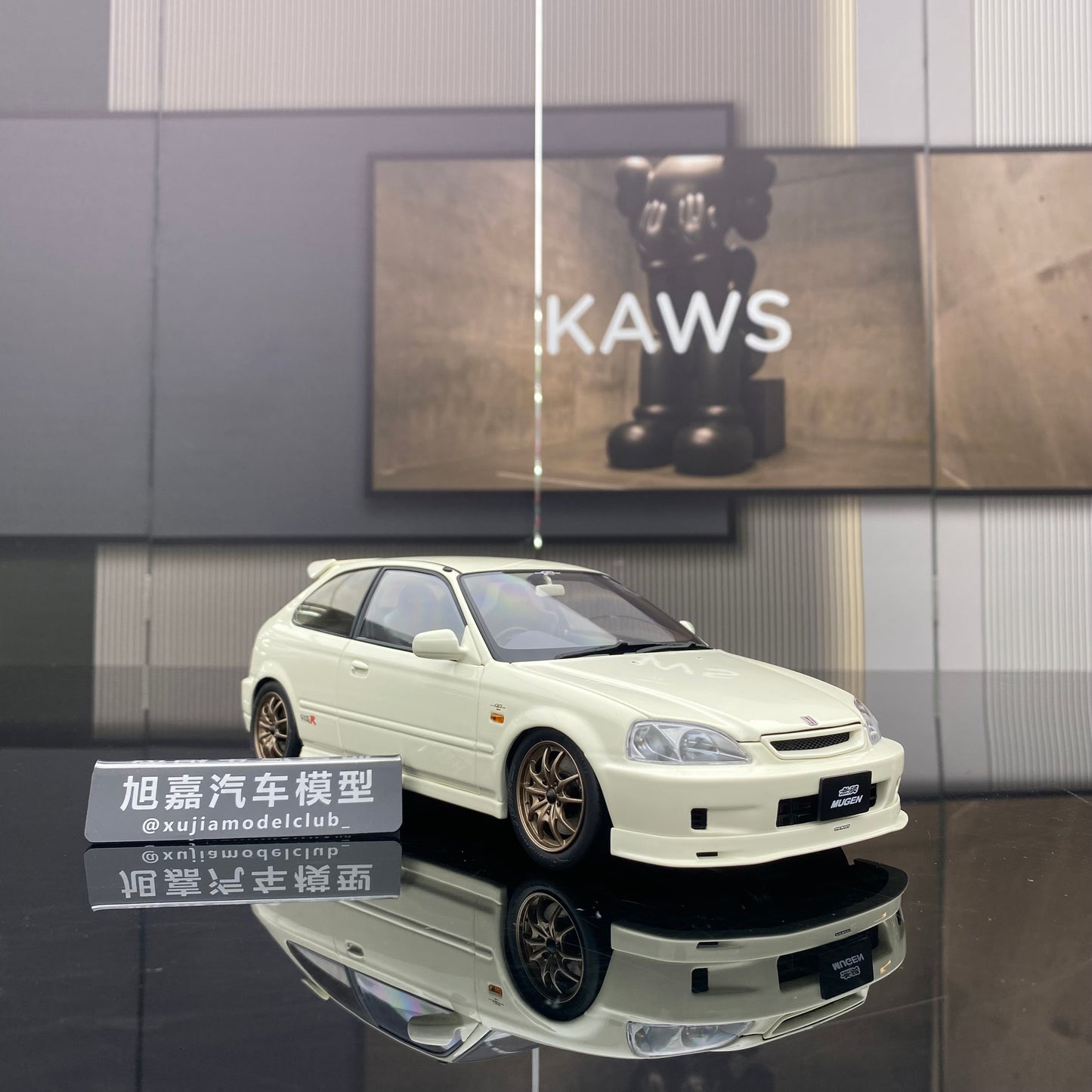 MH 1/18 Honda Civic EK9 Alloy Fully Open Simulation Car Model Ornaments
