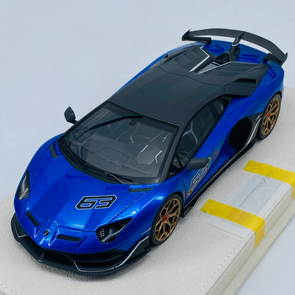 MAKEUP 1/18 Lamborghini SVJ 63 Blue Limited Edition Car Model Ornaments