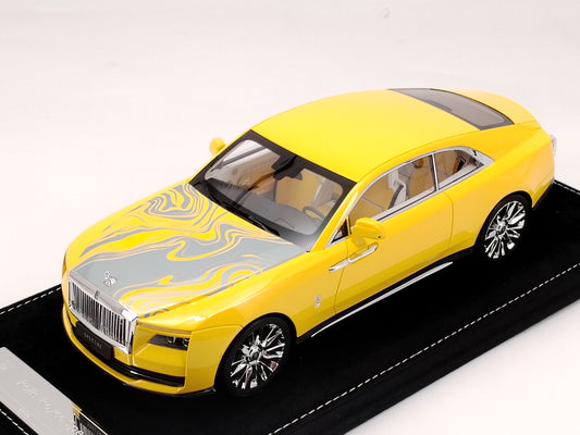 HH Model 1/18 Rolls-Royce Spectre with Bright Yellow Light Signals - Simulated Car Model Decoration