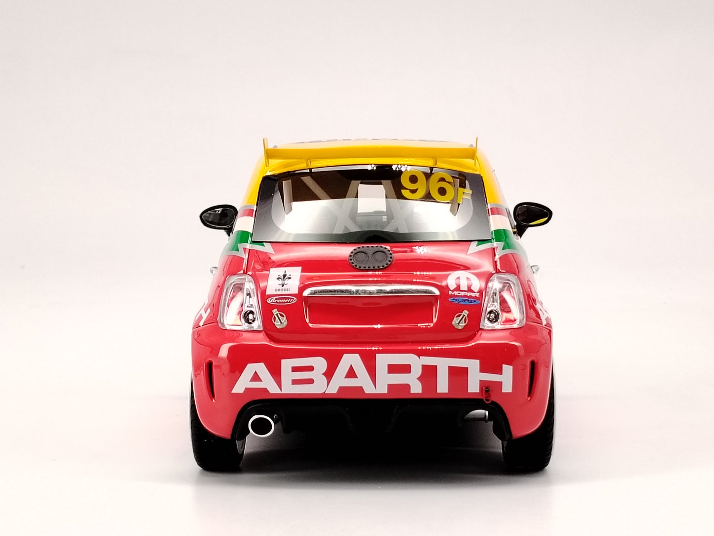 TOPSPEED 1/18 Abarth 695 #96 Red and Yellow Paint Resin Car Model