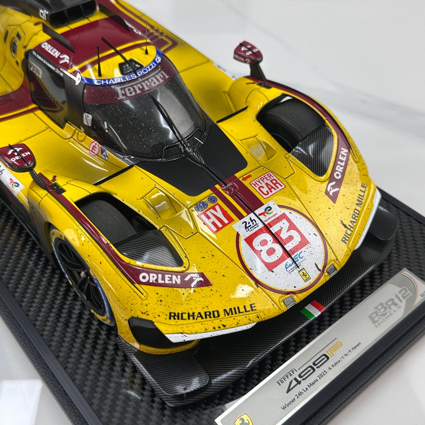 BBR 1/12 Ferrari 499P Le Mans 2025 - Ye Yifei's championship sprint in dirty form - Le Mans #83 - BBR1228Cdirty