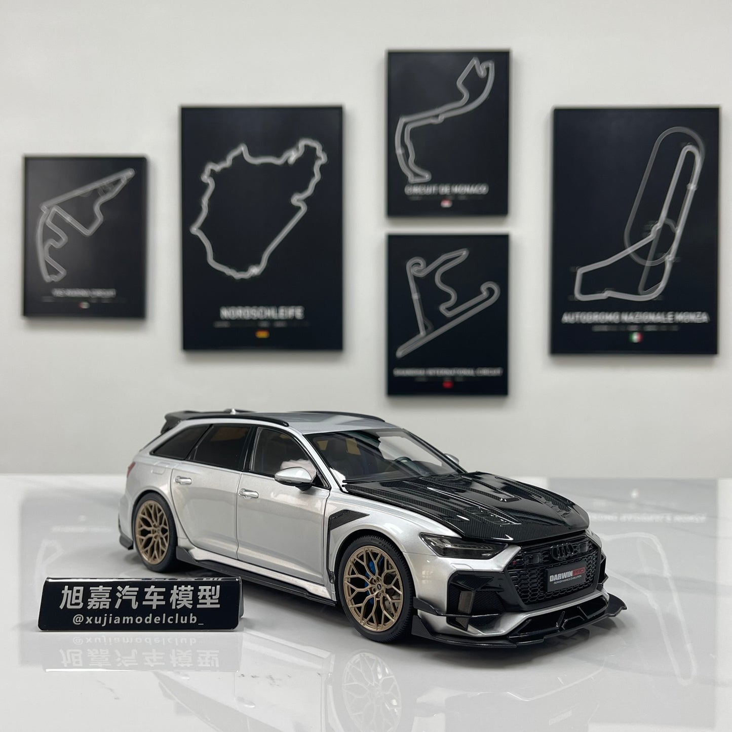 KILO Works 1/18 Audi Darwin RS6 Foil Silver Alloy Fully Open Simulation Model Car