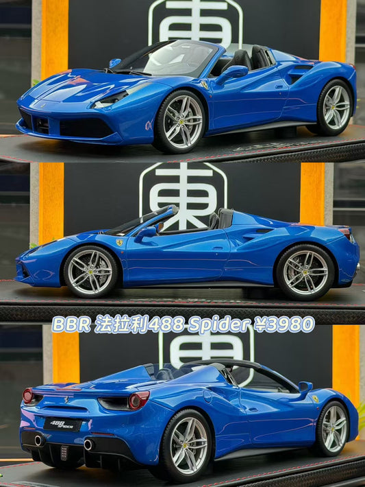 BBR 1:18 Ferrari 488 Spider IAA Frankfurt 2015 Met Blue 093/288 DDJ115