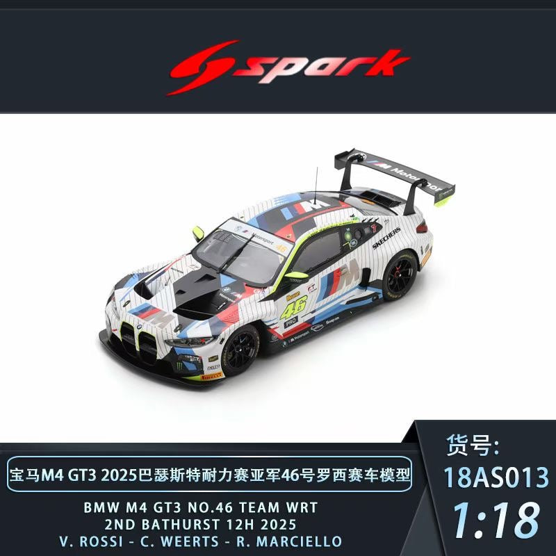 Spark 1/18 BMW M4 GT3 2025 Bathurst Endurance Race runner-up No. 46 Rossi racing car model is now available for pre-order!