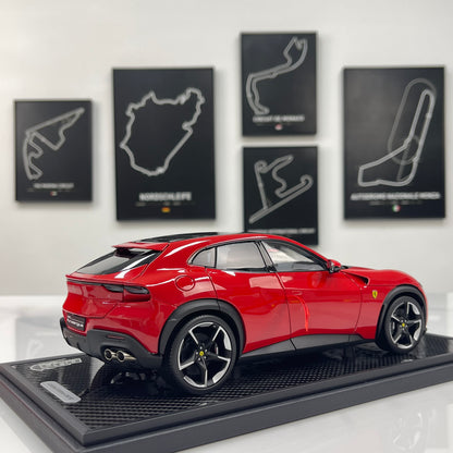 BBR 1/18 Ferrari Purosangue Black Top Carbon Fiber Base Standard Red HE180052ACH