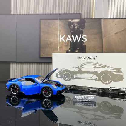 minichamps 1/18 Porsche 911 DAKAR BLUE WITH ROOF RACK alloy car model