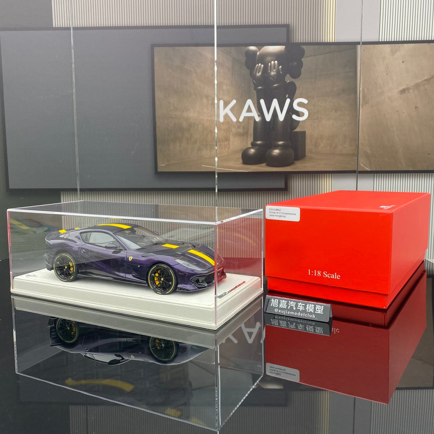 MR 1/18 Ferrari 812 Competizione Hong Kong Purple Limited Edition Car Model