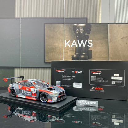 TOPSPEED 1/18 BMW M4 GT3 #1 Paul Miller Racing IMSA 2024 Sebring 12 Hrs Black Gray Red Paint Simulation Car Model