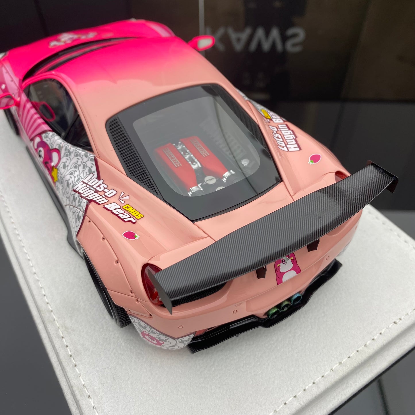 BBA CAR MODEL 1/18 Ferrari 458GT pink limited edition car model ornament