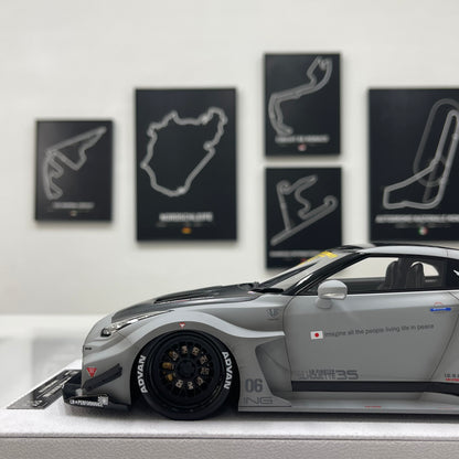 BBA MODEL 1/18 Nissan GTR 35GT-RR Fighter Gray Limited Edition Model Car