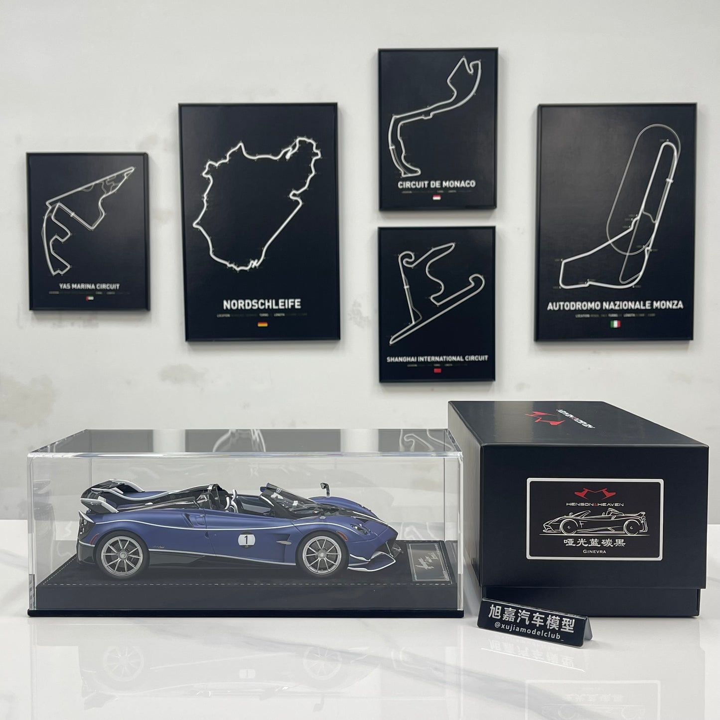 HH Model 1/18 Pagani Huayra – Matte Blue & Carbon Black (HH663)