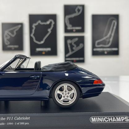 MINICHAMPS 1/18 Porsche 911 (993) Cabriolet, Metallic Blue (155061130)