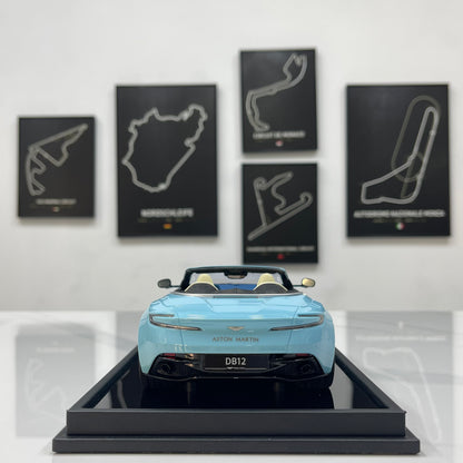 MOTORHELIX 1/18 Aston Martin DB12 Volante (Convertible) – Glass Blue – MH397