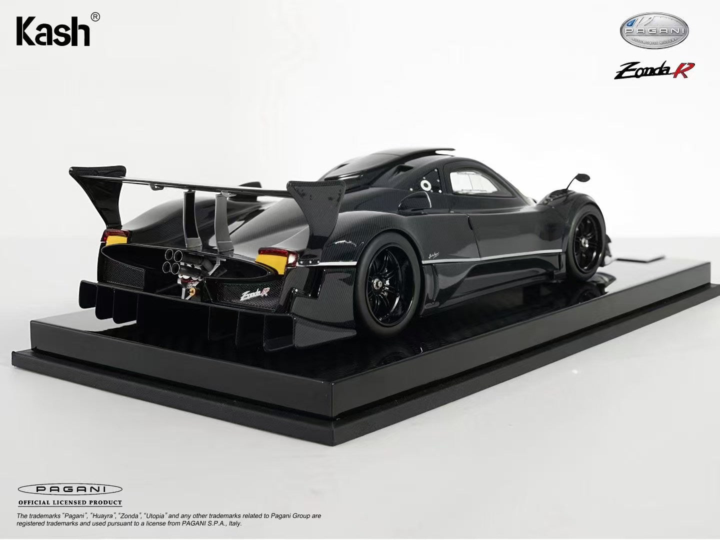 Kash Model 1/18 Pagani Zonda R Gloss Carbon Black Diecast Model