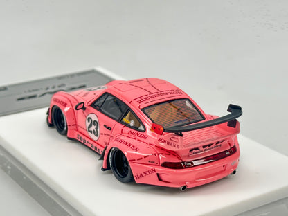DG 1/43 Porsche RWB Pink Pig Painted Simulation Car Model