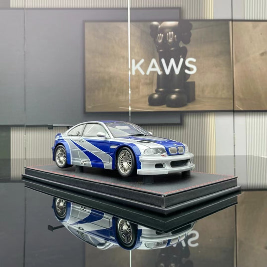 New Arrival DCN 1/18 BMW M3 GTR E46 Need for Speed Deluxe Edition Blue and White Price 168$