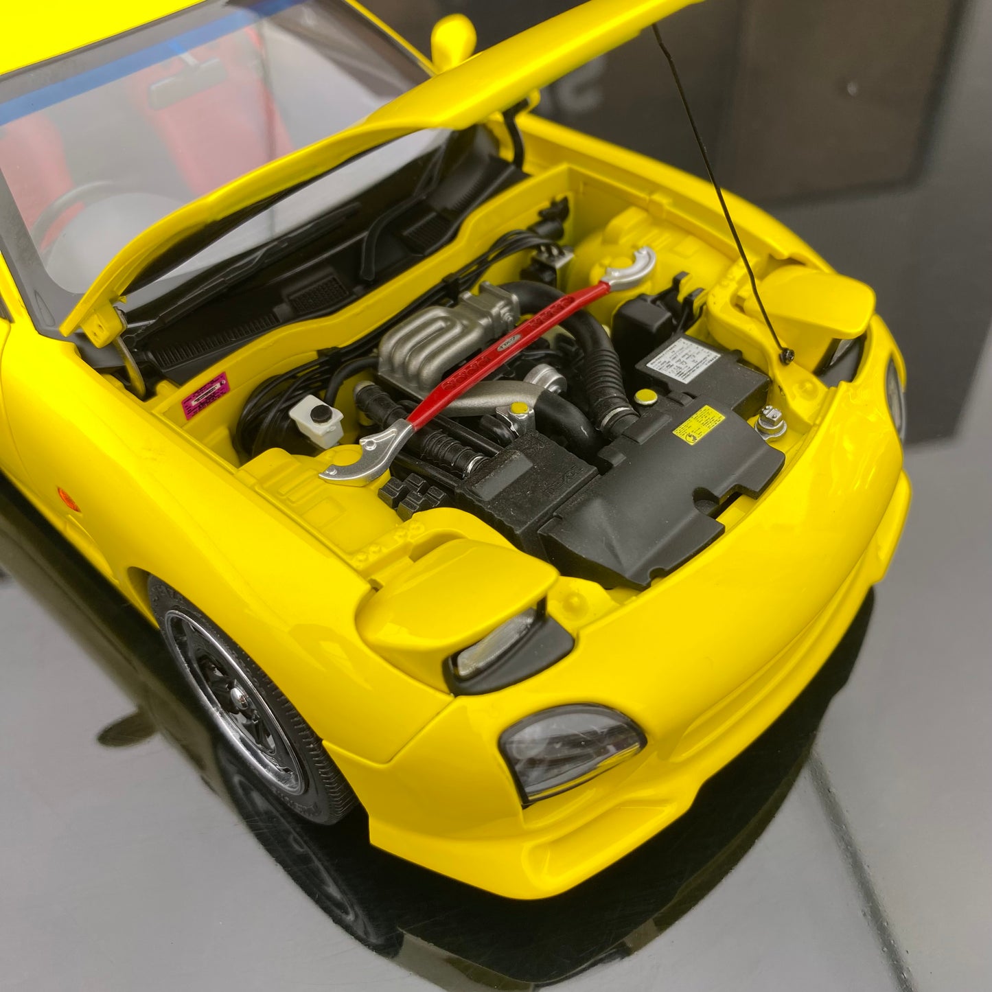 POLAR MASTER 1/18 Mazda RX7 SPEED yellow alloy full-open simulation car model