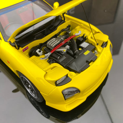 POLAR MASTER 1/18 Mazda RX7 SPEED yellow alloy full-open simulation car model