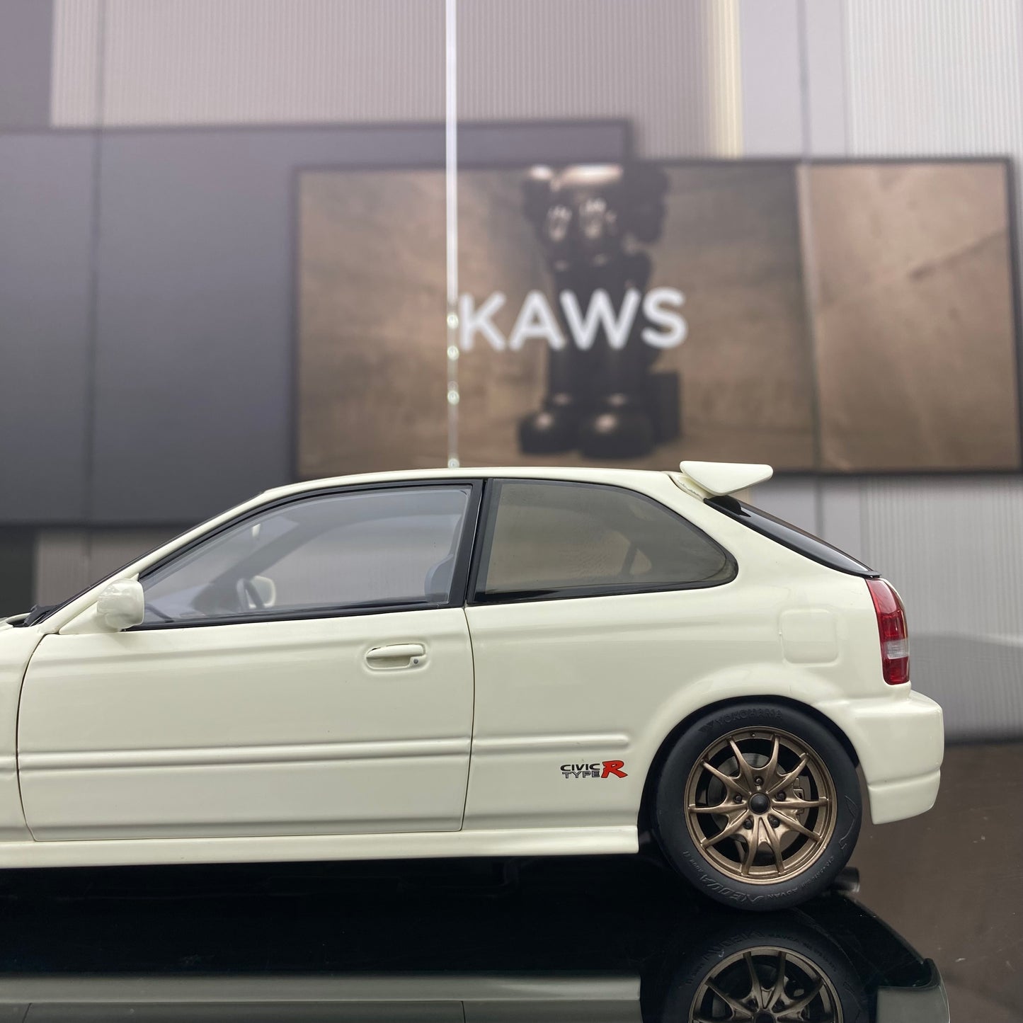 MH 1/18 Honda Civic EK9 Alloy Fully Open Simulation Car Model Ornaments