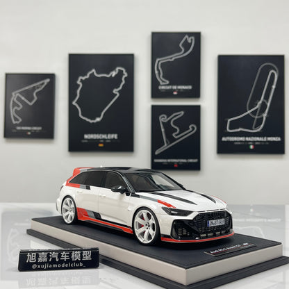 MOTORHELIX 1/18 Audi RS6 Avant GT Acona White Resin Closed Model