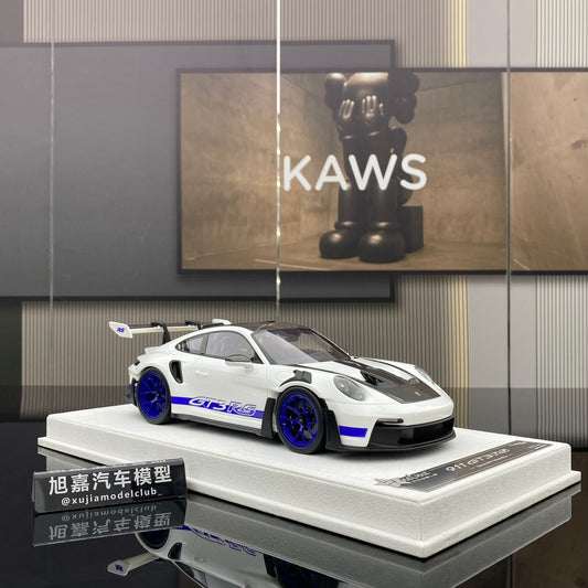FuelMe 1/18 Porsche 992 GT3RS white blue wheels simulation car model