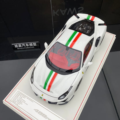 DM 1/18 Ferrari 488 pista resin fully opened fluorescent limited edition car model ornaments