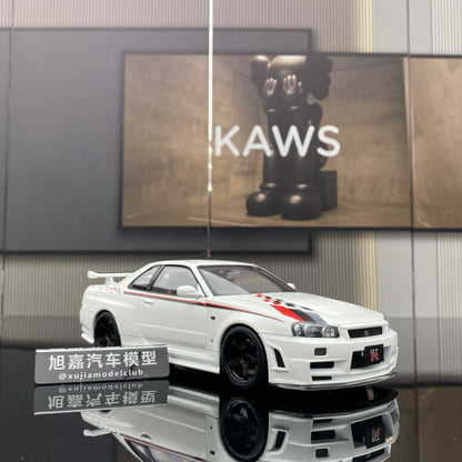 MOTORHELIX 1/18 NISMO SKYLINE GT-R (R34) Modelo de coche de simulación totalmente abierto de aleación PERSONALIZADO POR NISMO