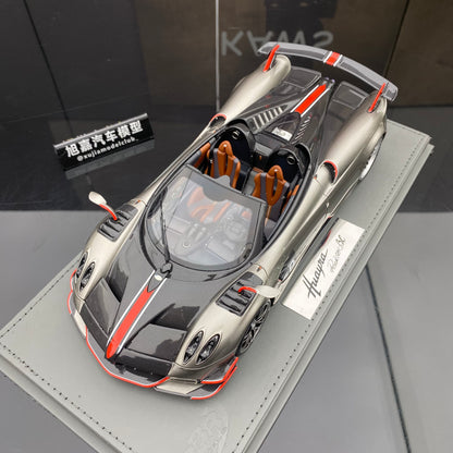 Adorno de coche de edición limitada Pagani Huaya BC #20 Silver Convertible a escala 1/18 de BBR