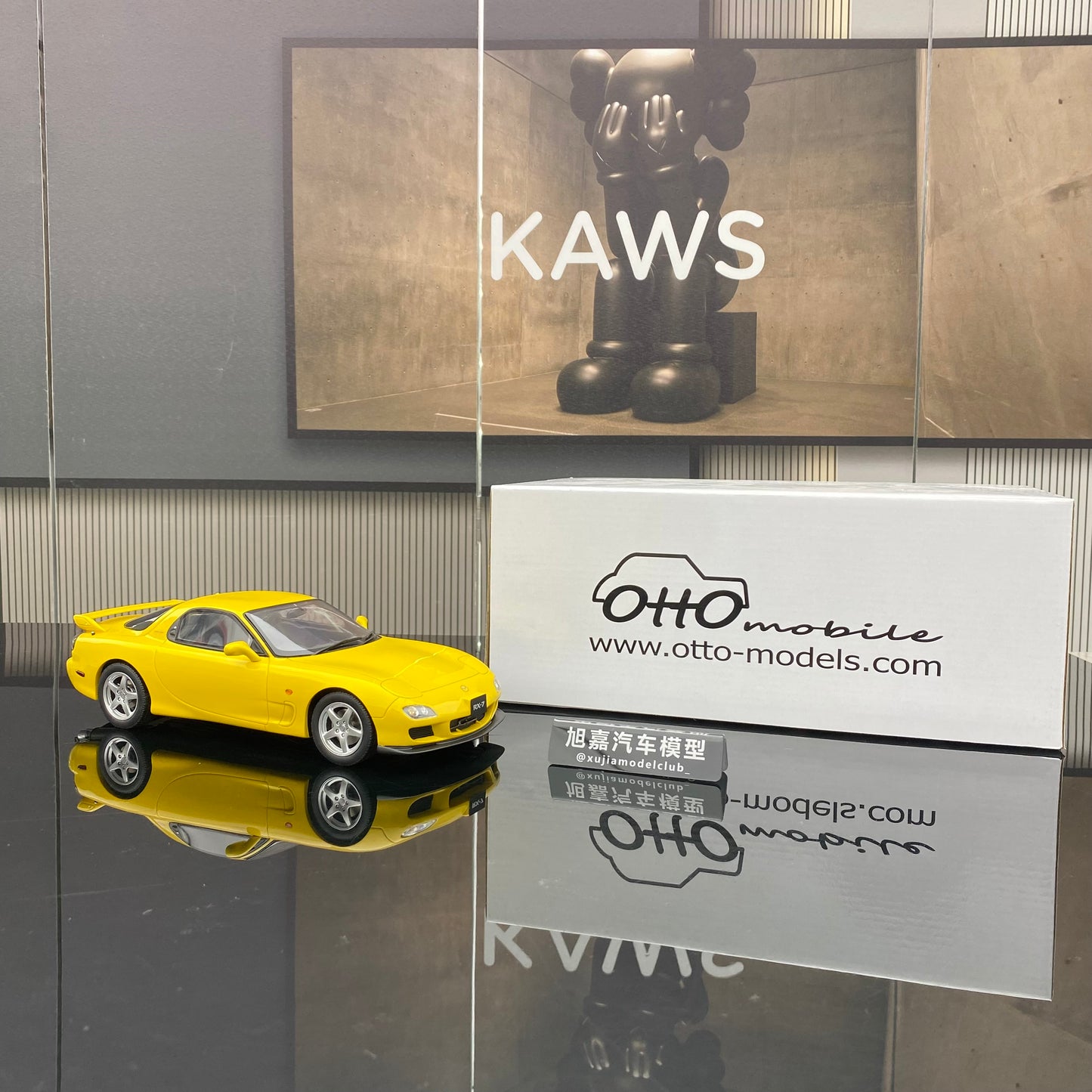 OTTO 1/18 Mazda RX7 FD TYRE R yellow limited edition car model ornament gift