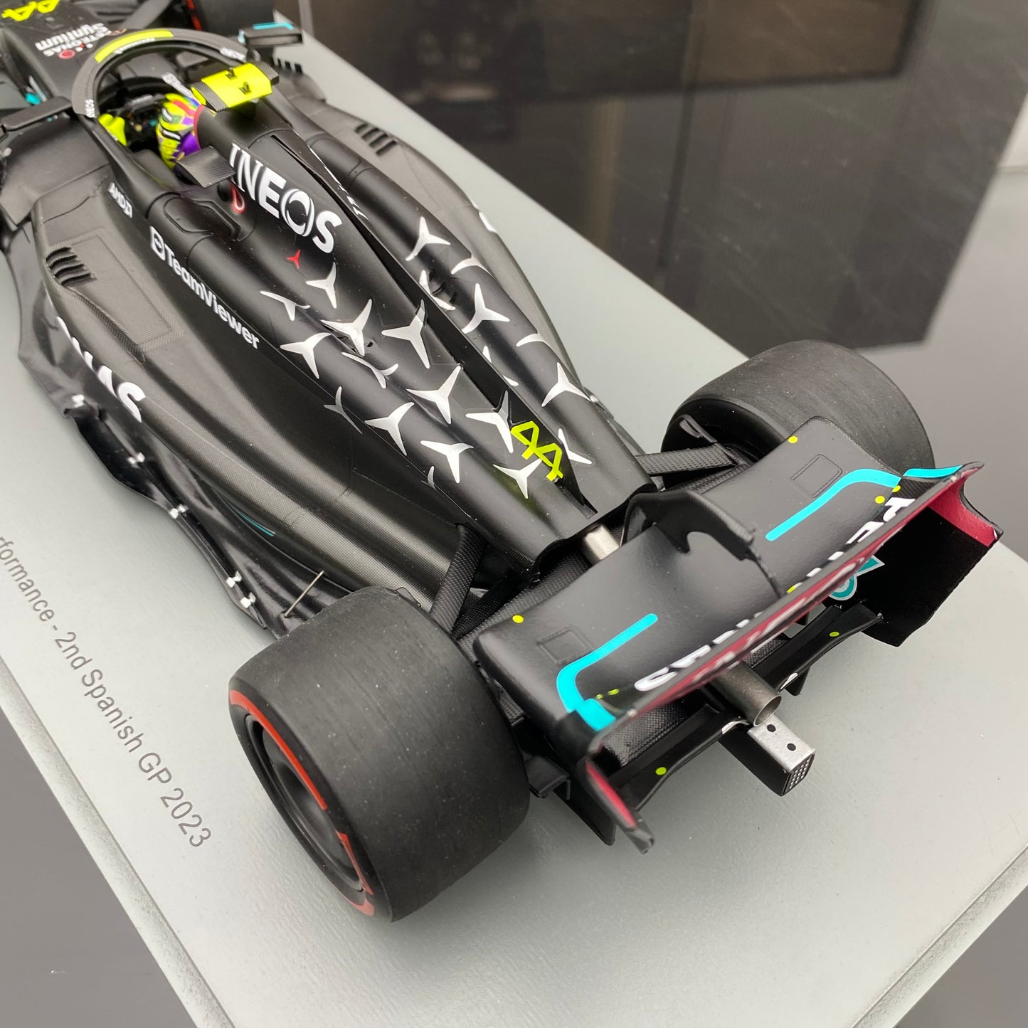 SPARK 1/18 Mercedes-Benz AMG F1 Team W14 2023 Spanish Runner-up Hamilton Black and Green Painting 18S906