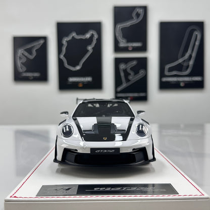 GH MODEL 1/18 Porsche 992 GT3RS, Sky Grey Limited Edition Model Car Figurine