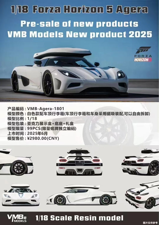 VMB 1/18 Koenigsegg Forza Horizon 5 Agera Resin Car Model