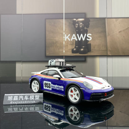minichamps 1/18 Porsche 911 DAKAR BLUE WITH ROOF RACK alloy car model