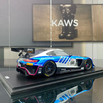 SPARK 1/18 Mercedes-Benz AMG GT3 Akkodis ASP Team 2023 Spa Endurance Race Runner-up No. 88 Blue Paint Simulation Car Model Ornament