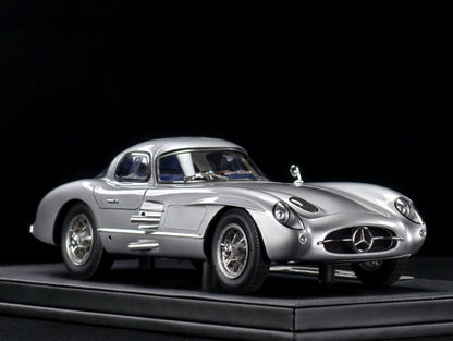 V8 MODEL 1/18 Mercedes-Benz 300SLR Resin Car Model with opening hood and detailed engine.
