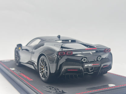 BBR 1/18 Ferrari SF90 Stradale Leather Base Brilliant Daytona Black Simulated Car Model