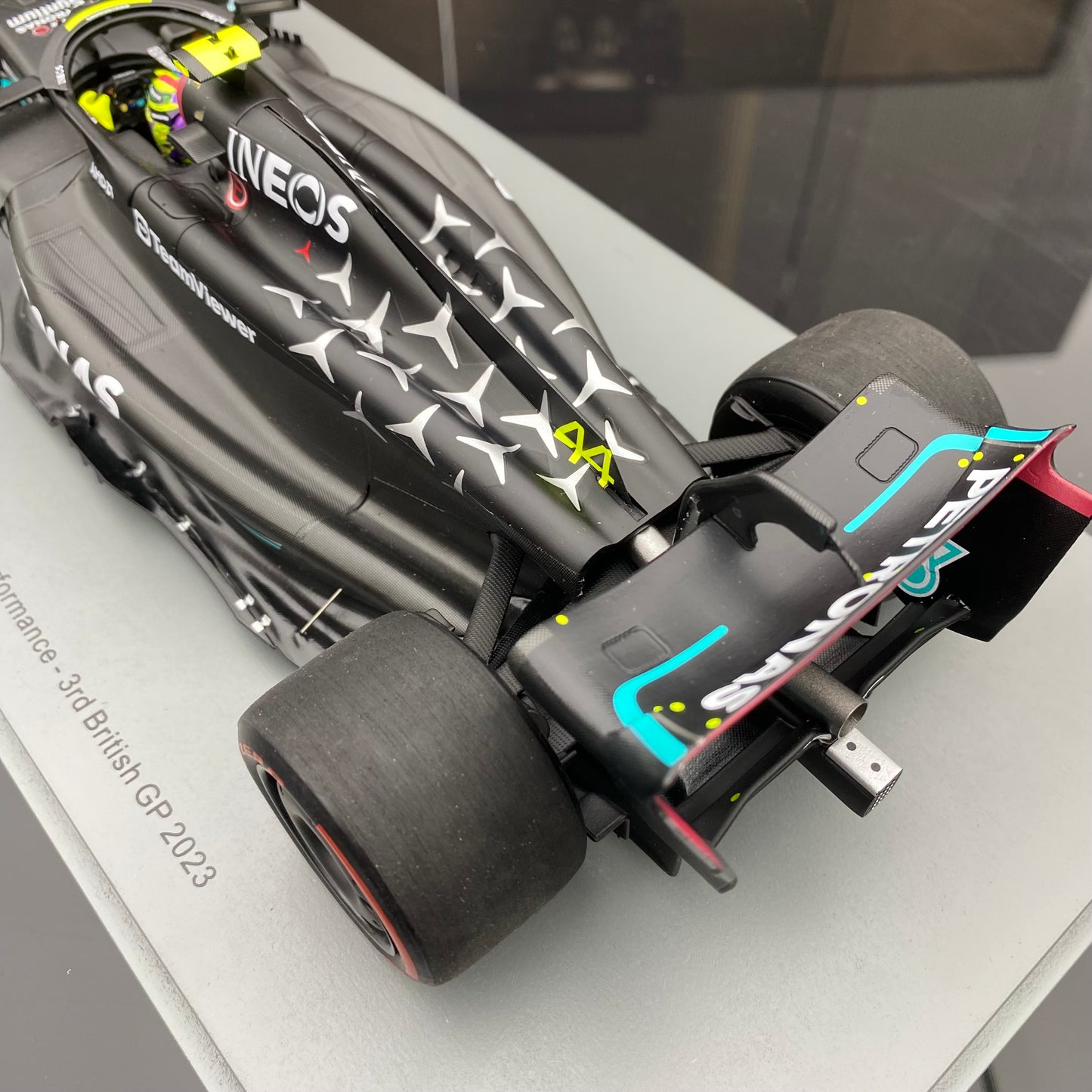 SPARK 1/18 Mercedes-Benz AMG F1 Team W14 2023 British Grand Prix Hamilton Black and Green Paint 18S901