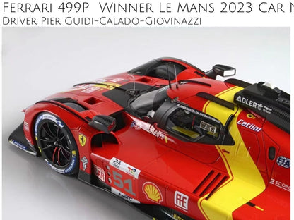 BBR 1/12 Ferrari 499P 2023 Le Mans Endurance Race 51 Limited Edition Car Model